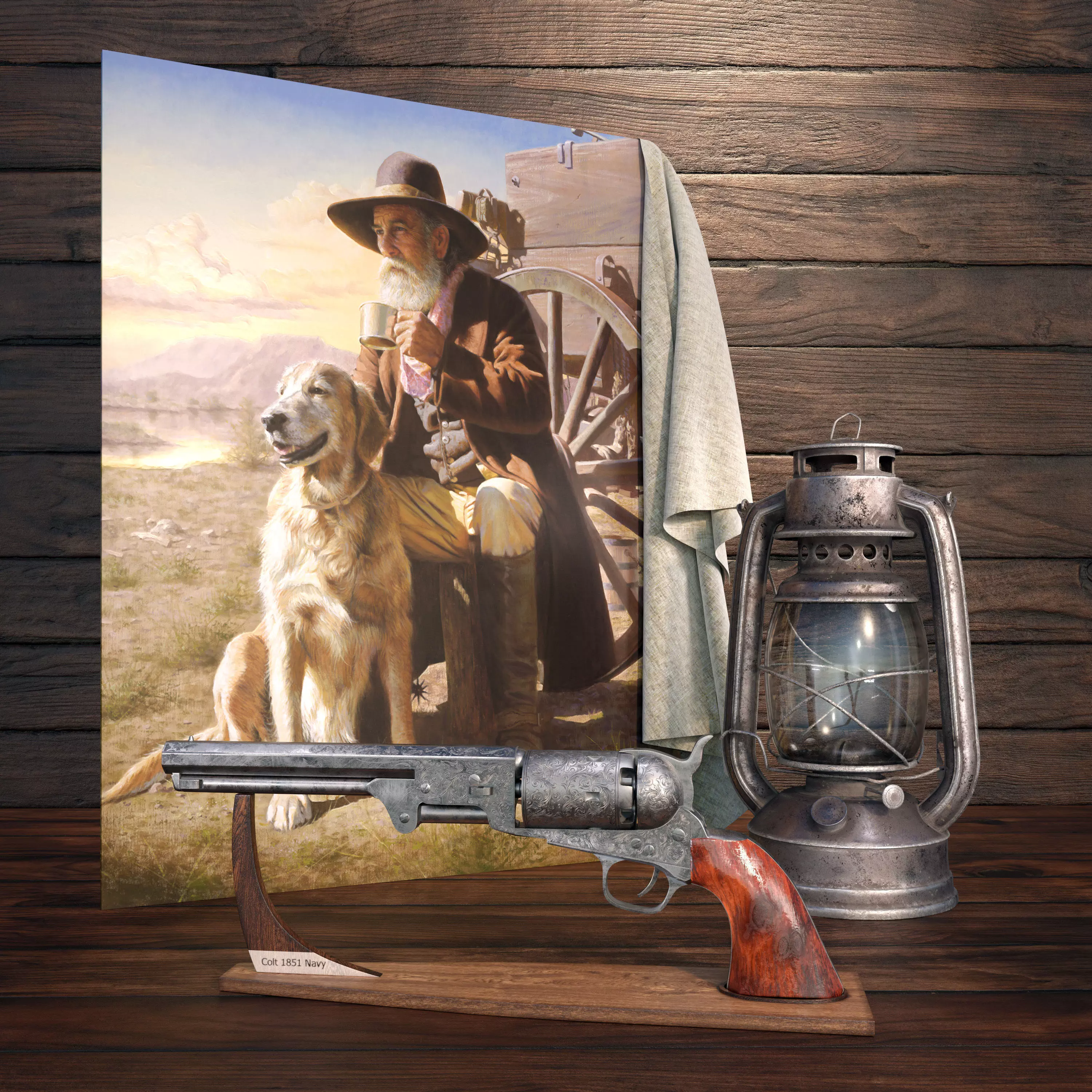 decorative set Western Low-poly 3D model_0