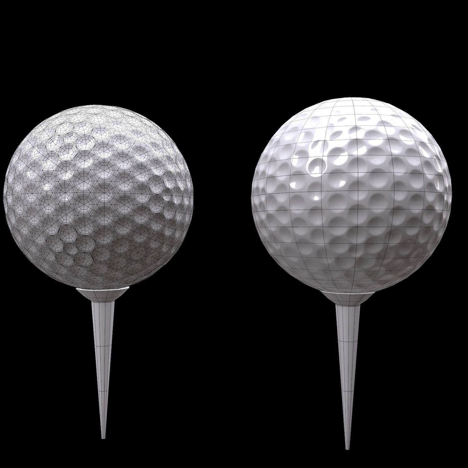 Golf ball sports high and low poly 3d model Low-poly 3D model_1