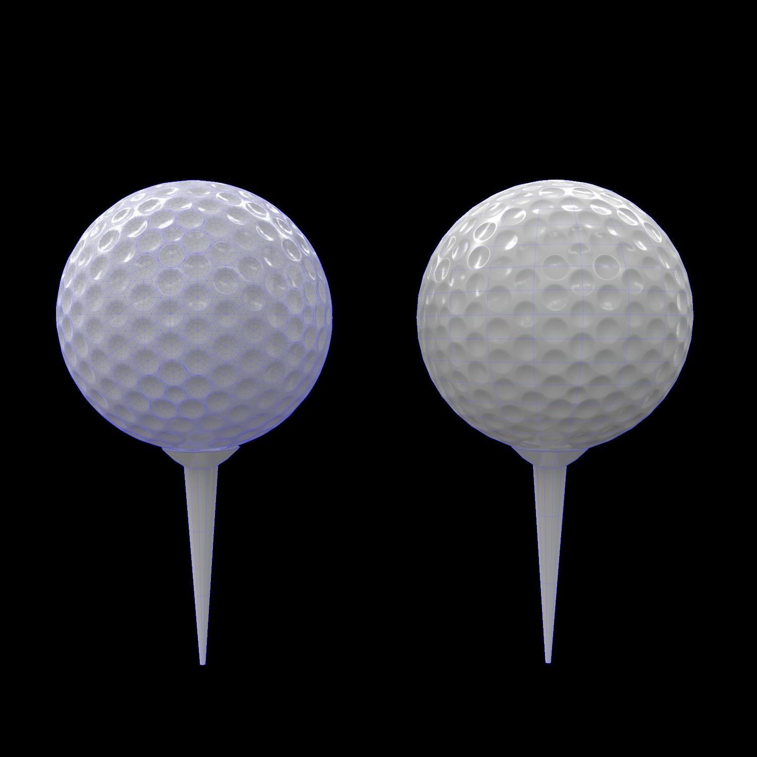 Golf ball sports high and low poly 3d model Low-poly 3D model_5