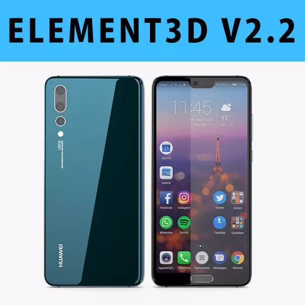 E3D - Huawei P20 Pro Midnight Blue 3D model_0