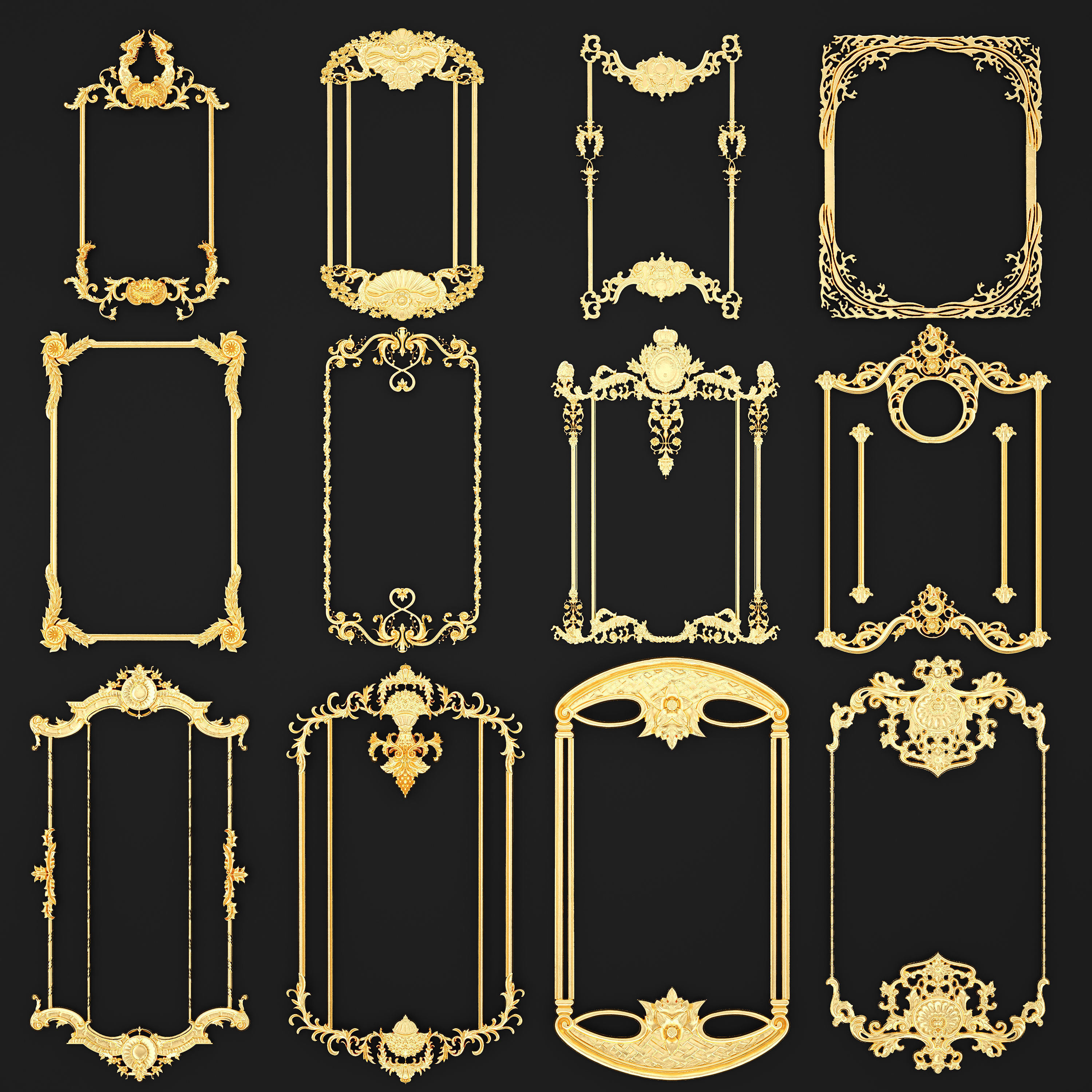 Collection stucco molding frame 3D model_1