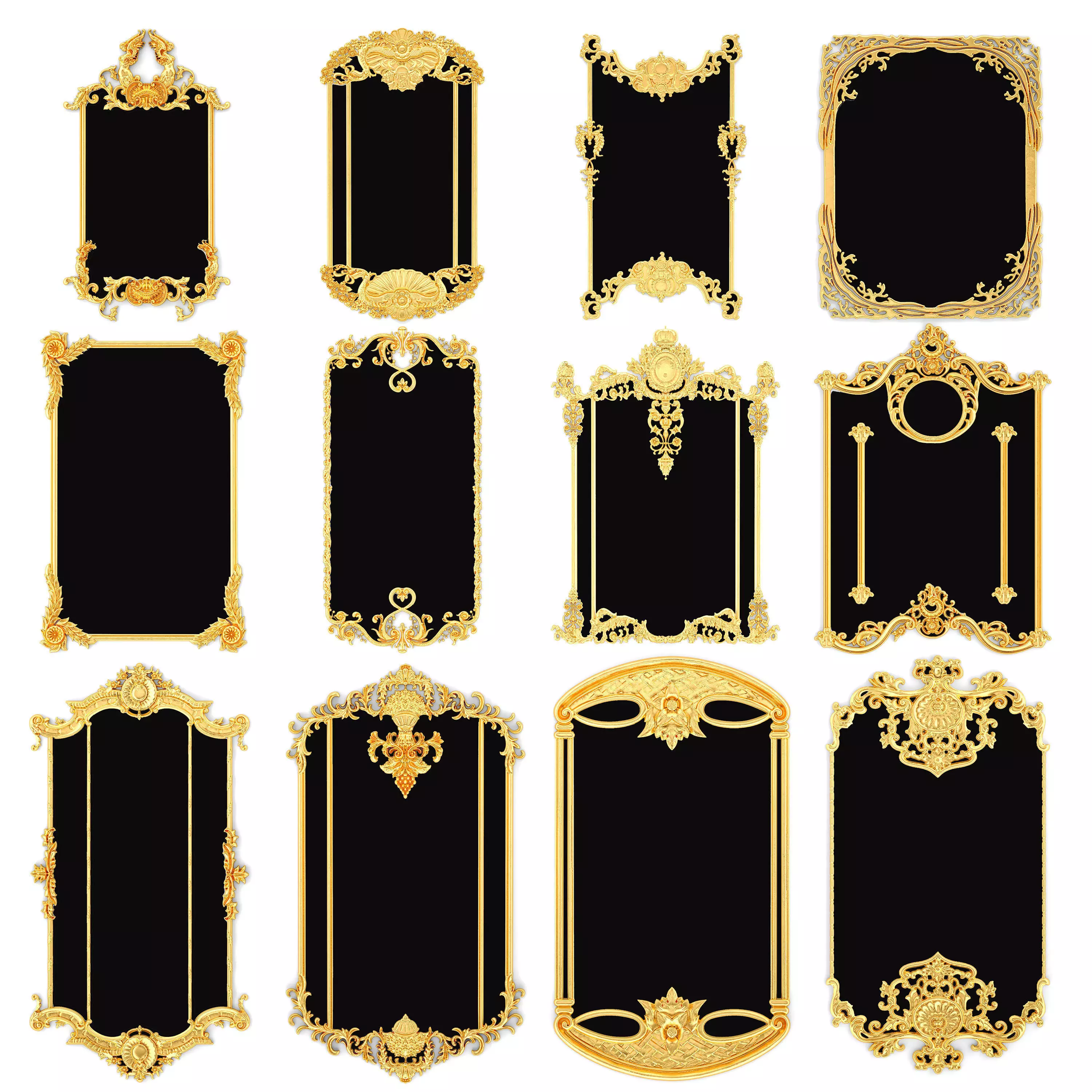 Collection stucco molding frame 3D model_0