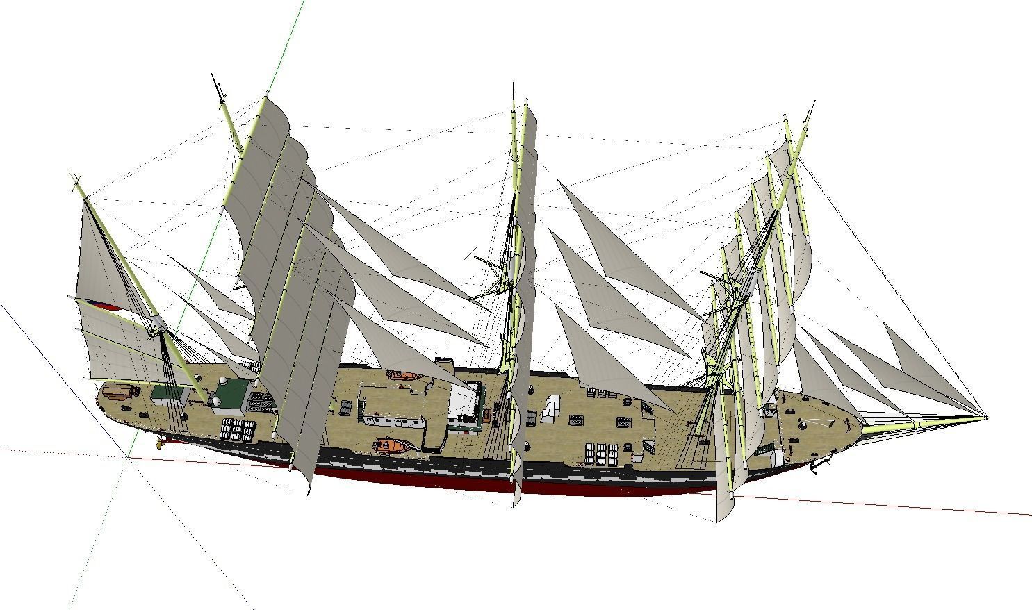 Russian Ship Kruzenshtern Low-poly 3D model_3