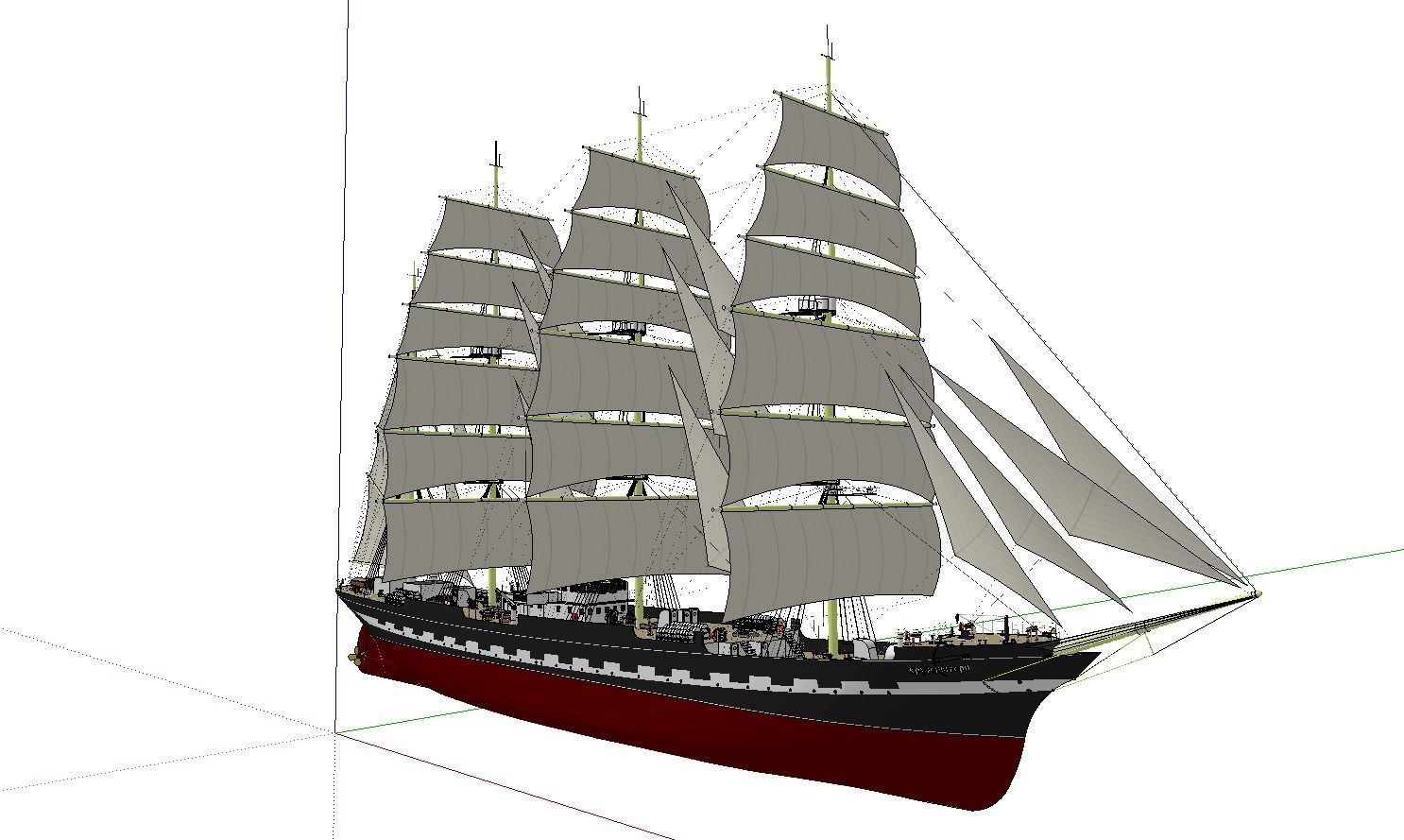 Russian Ship Kruzenshtern Low-poly 3D model_1