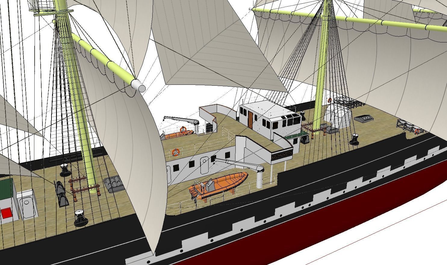 Russian Ship Kruzenshtern Low-poly 3D model_5