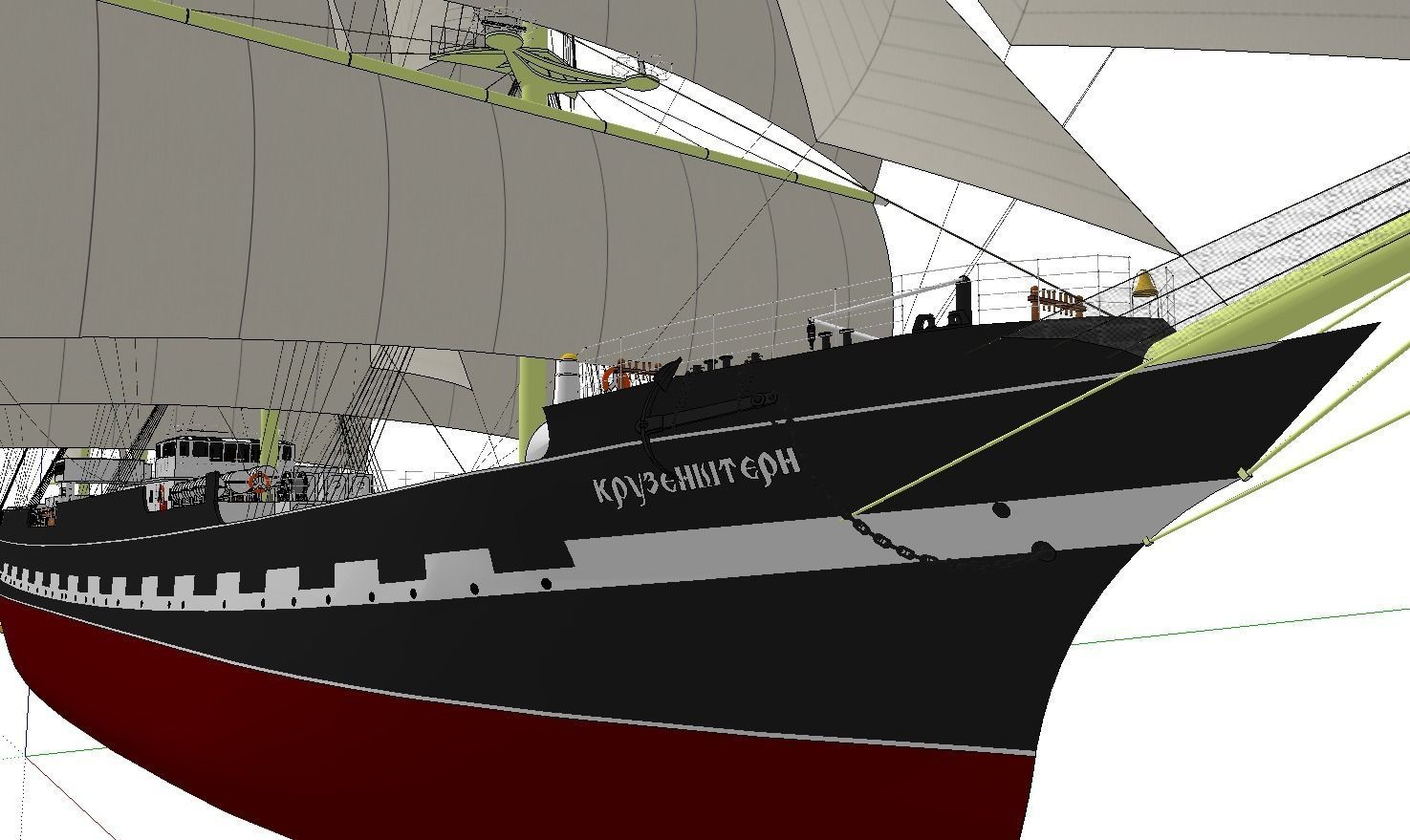 Russian Ship Kruzenshtern Low-poly 3D model_4