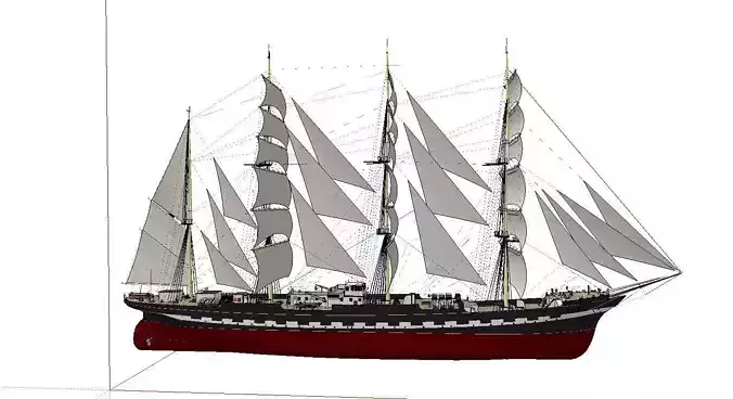 Russian Ship Kruzenshtern Low-poly 3D model