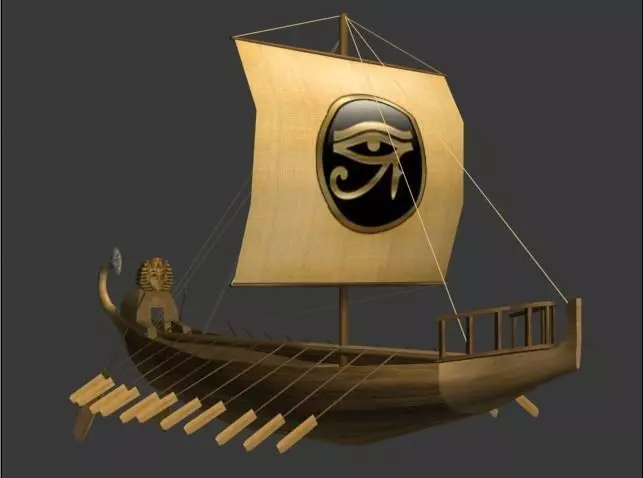 ancient egyptian ship Low-poly 3D model_0