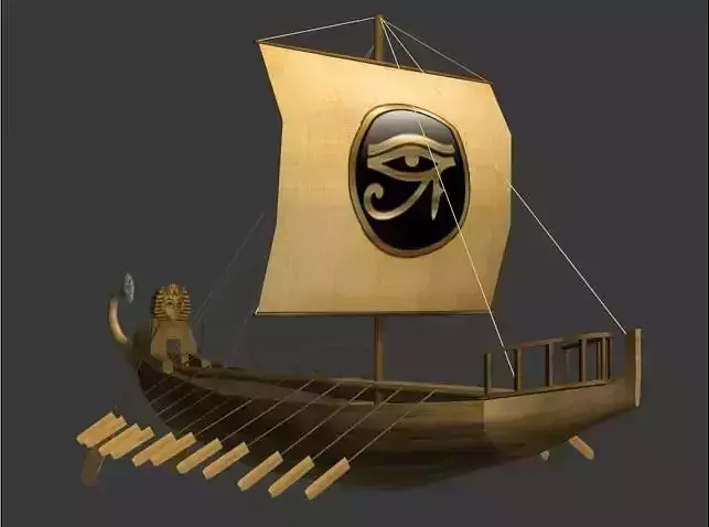 ancient egyptian ship Low-poly 3D model