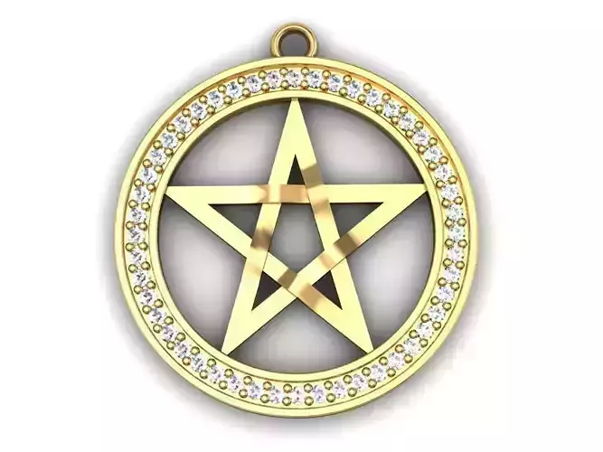 PENTAGRAM pendant with diamonds