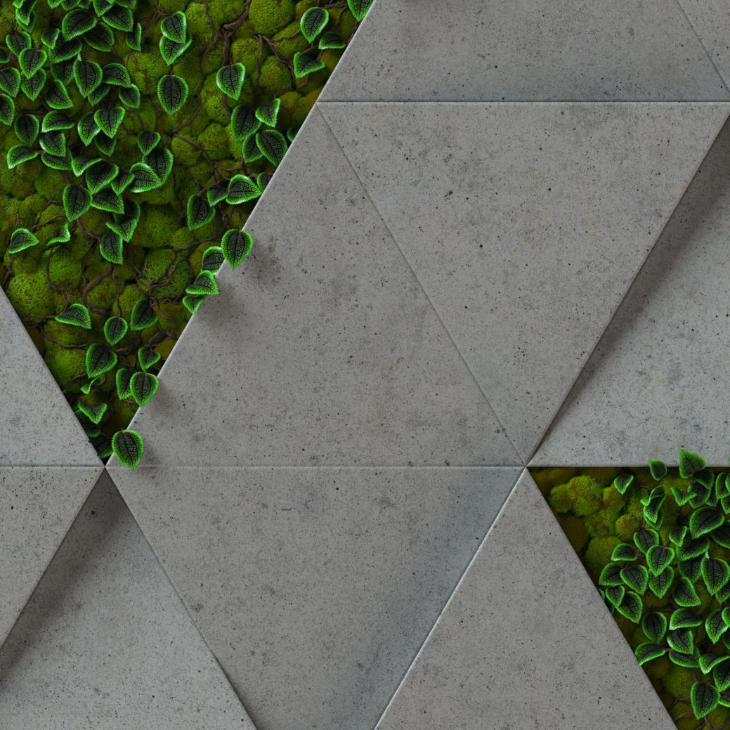moss concrete - seamless 3d wall panel Texture_4