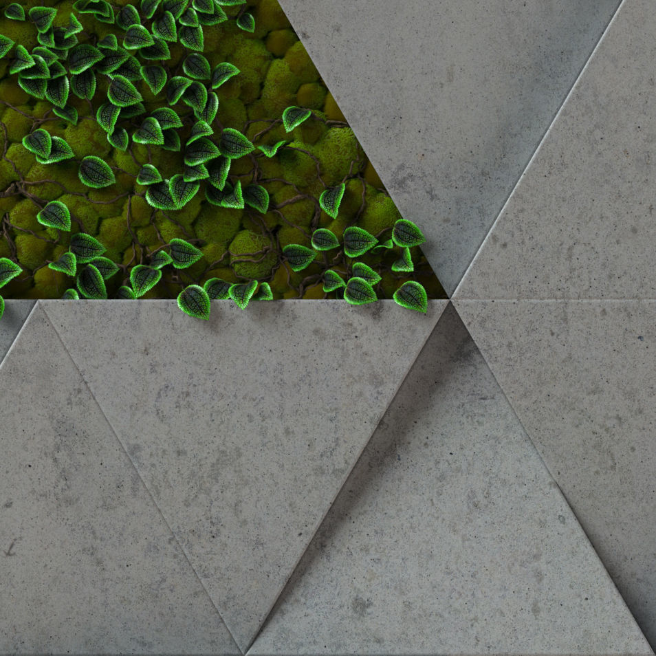 moss concrete - seamless 3d wall panel Texture_12