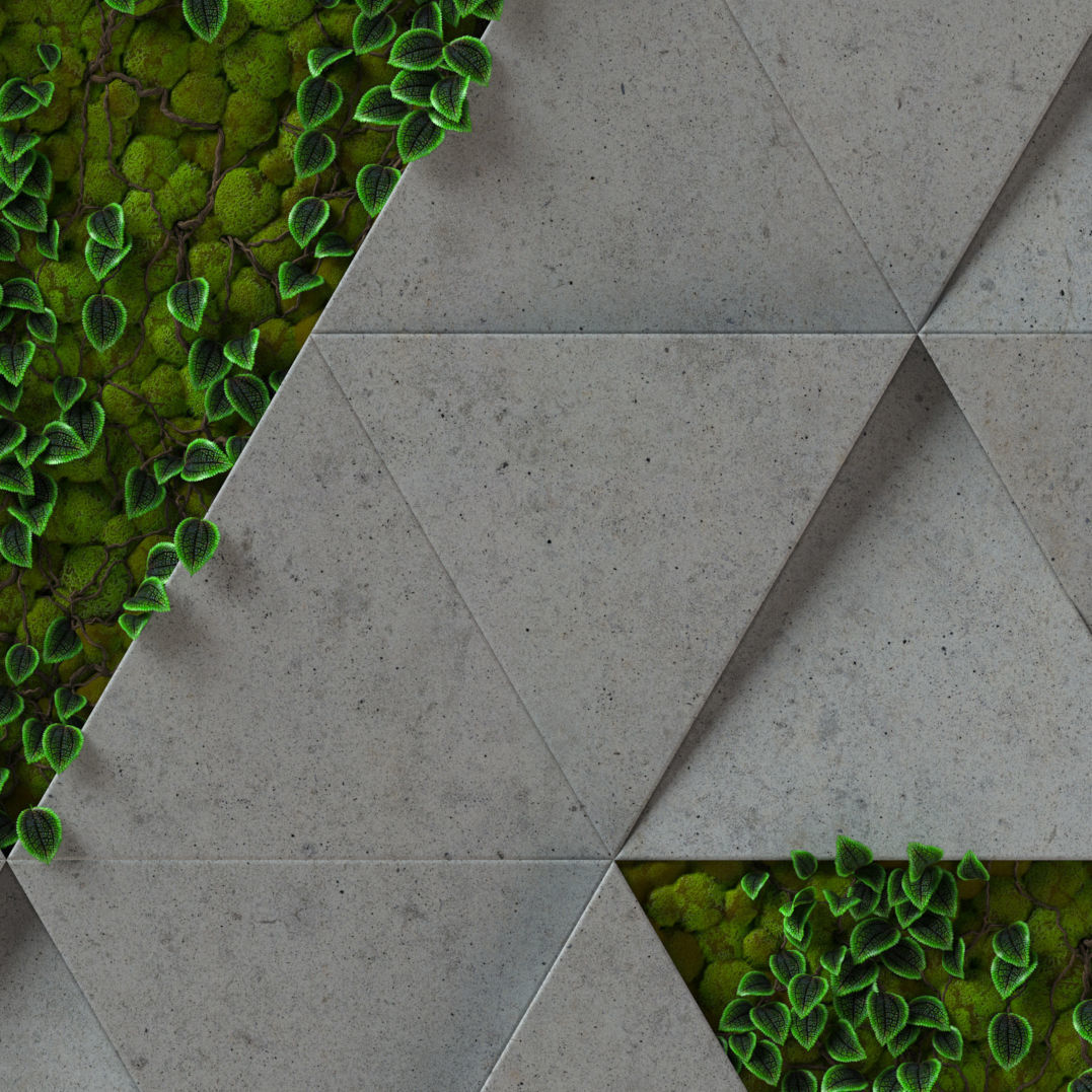 moss concrete - seamless 3d wall panel Texture_10