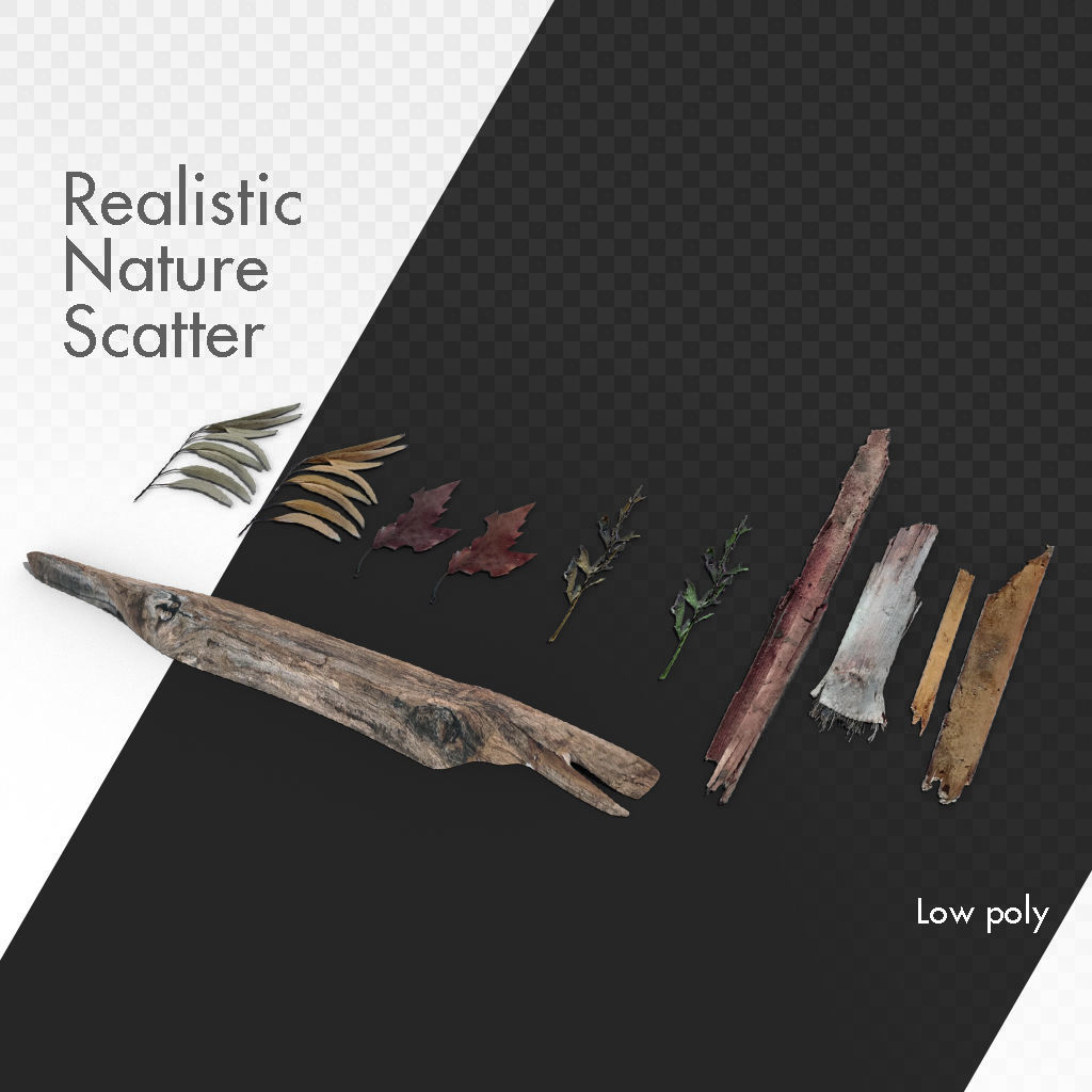 Wetlands Nature Scatter elements plants grass reeds etc 3D model_2