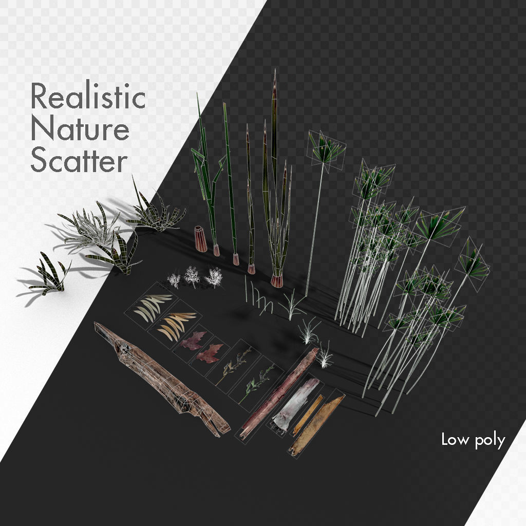 Wetlands Nature Scatter elements plants grass reeds etc 3D model_3