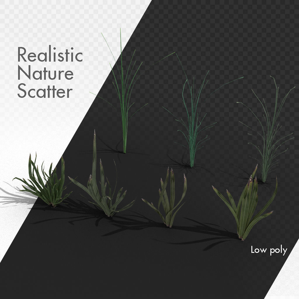 Wetlands Nature Scatter elements plants grass reeds etc 3D model_4