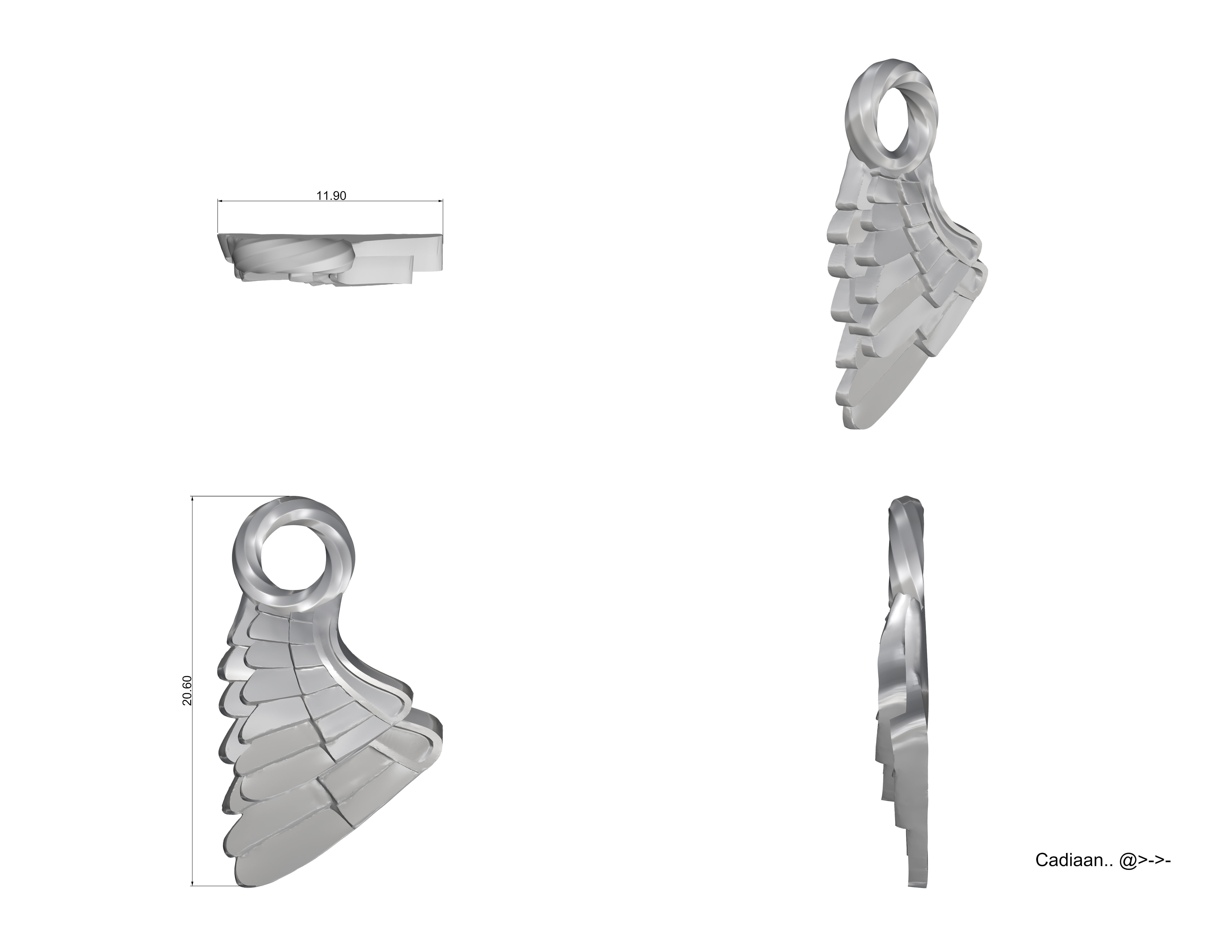 Wing Pendent and Charm 3D print model_1