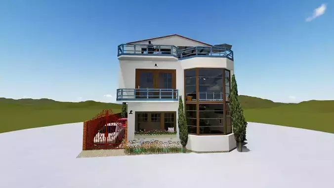 modern house Low-poly 3D model
