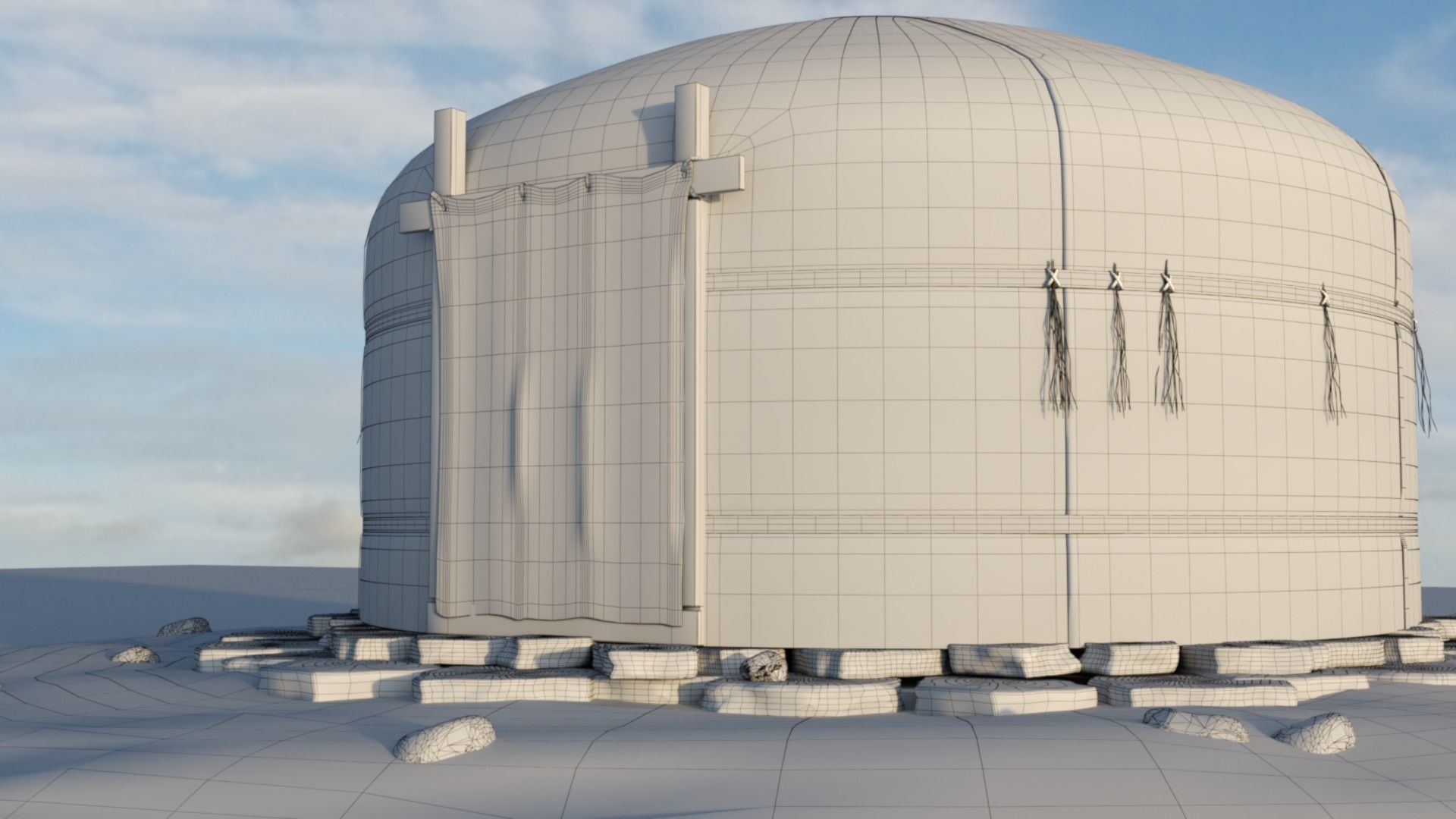 yurt felt house 3D model_4