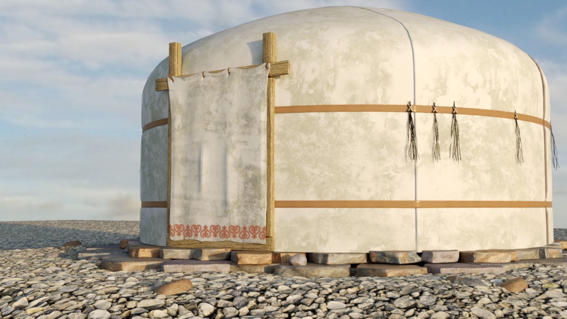 yurt felt house 3D model_2
