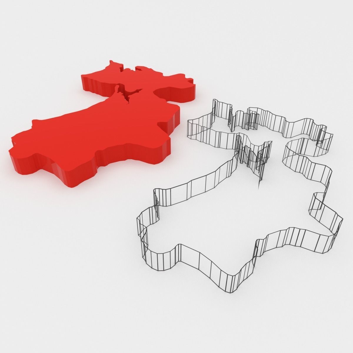 Map of Portugal Low-poly 3D model_27