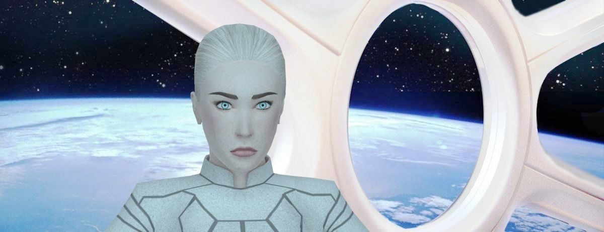 Sci-Fi Female Character in white Low-poly 3D model_5