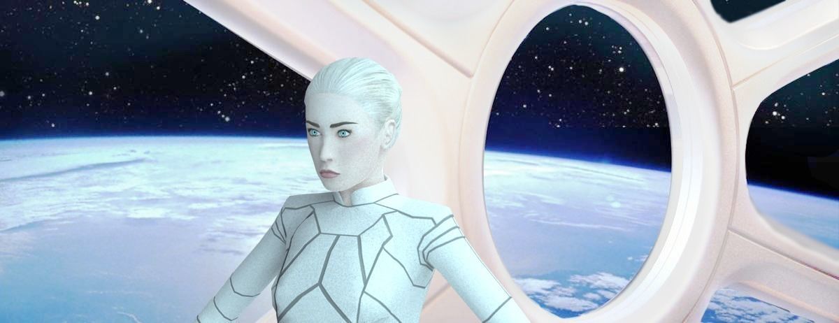 Sci-Fi Female Character in white Low-poly 3D model_7