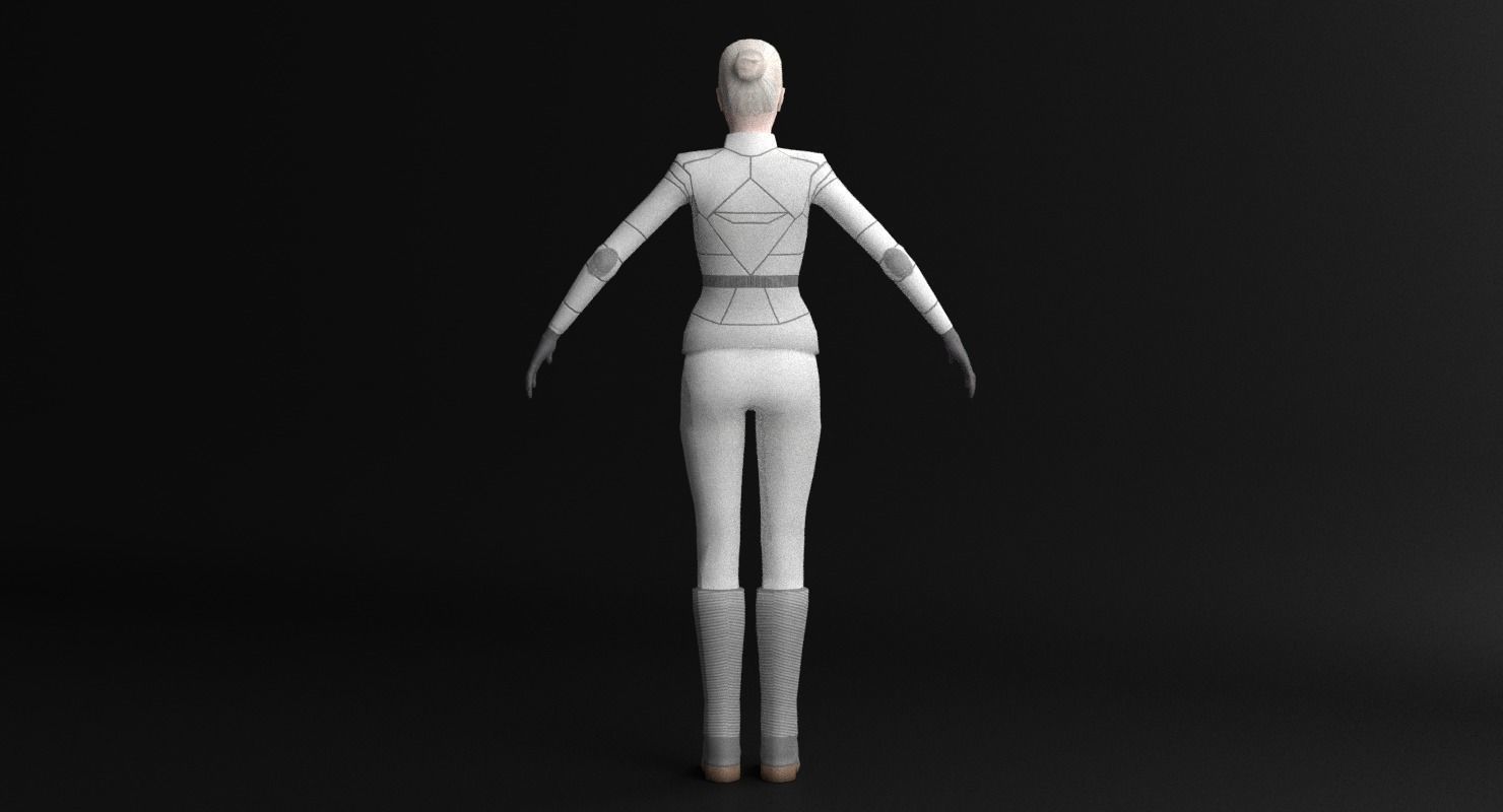 Sci-Fi Female Character in white Low-poly 3D model_22