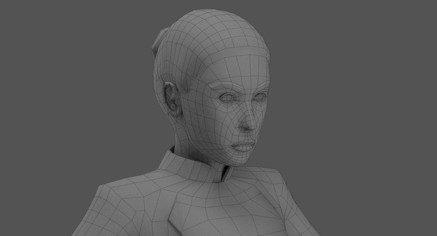 Sci-Fi Female Character in white Low-poly 3D model_31