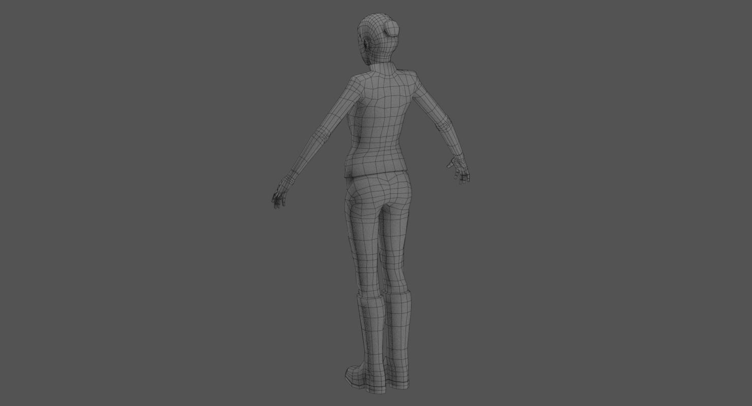 Sci-Fi Female Character in white Low-poly 3D model_35