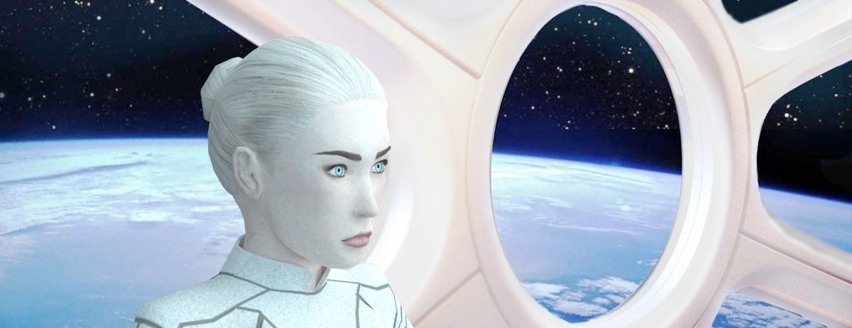 Sci-Fi Female Character in white Low-poly 3D model_4