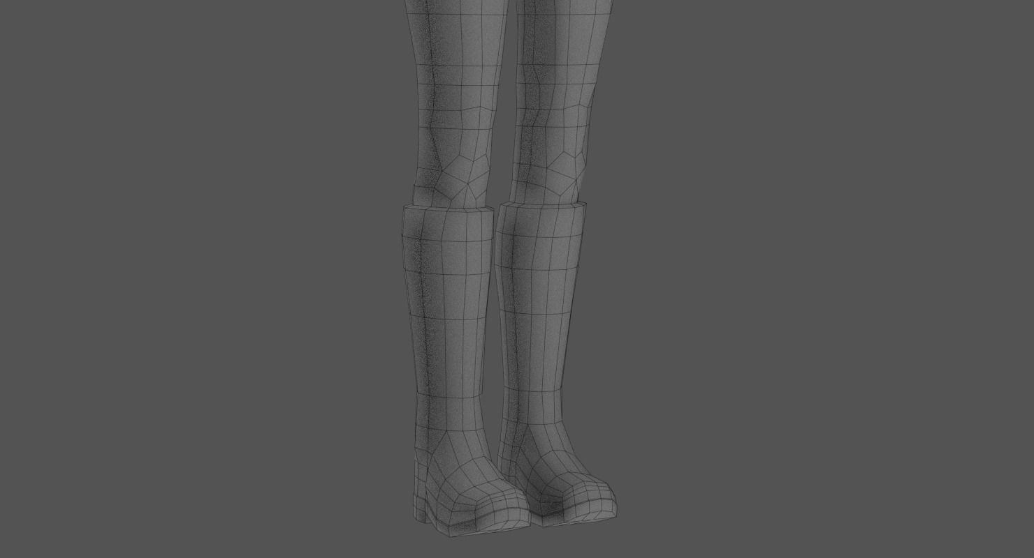 Sci-Fi Female Character in white Low-poly 3D model_33