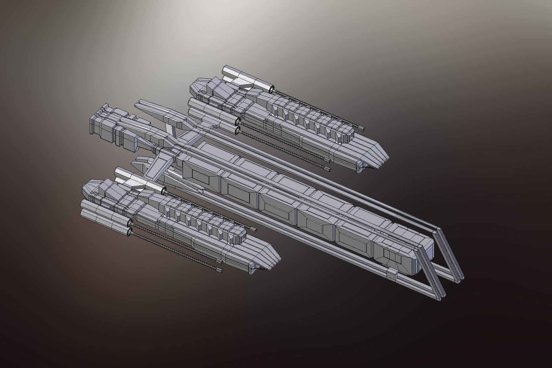 6 Sci-Fi War spaceships collection Low-poly 3D model_71