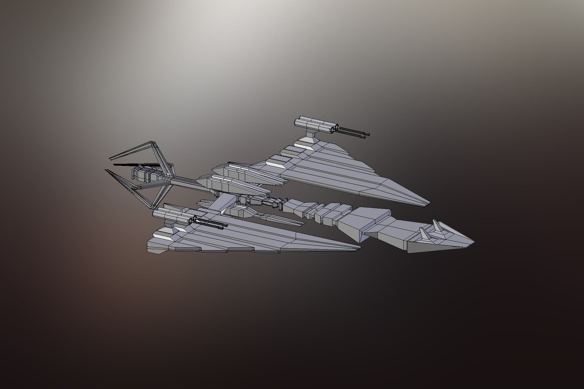 6 Sci-Fi War spaceships collection Low-poly 3D model_51