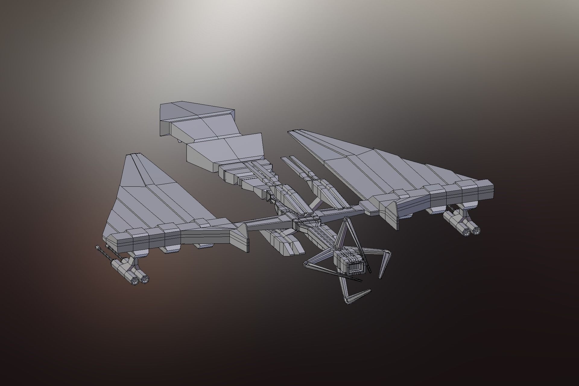 6 Sci-Fi War spaceships collection Low-poly 3D model_48