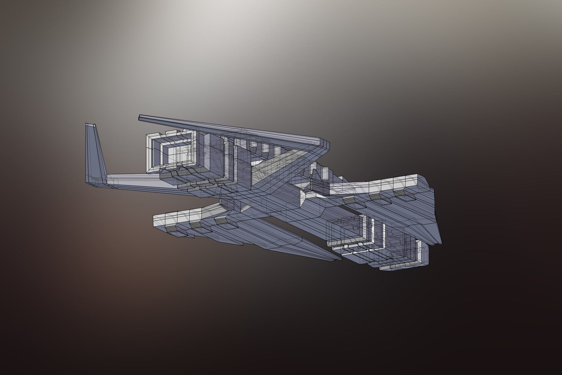 Sci-Fi War spacecraft Low-poly 3D model_6