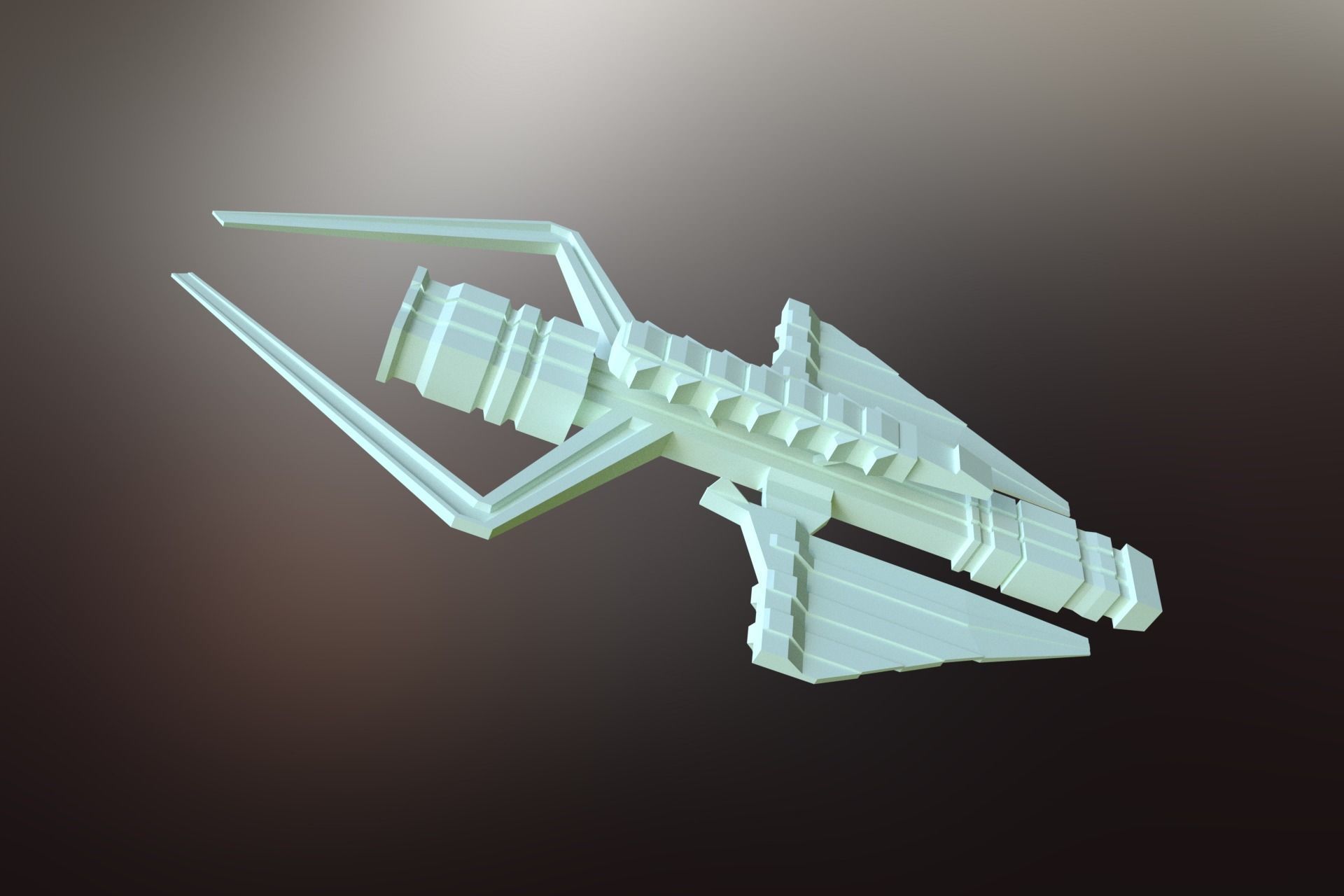Sci-Fi War spacecraft Low-poly 3D model_1