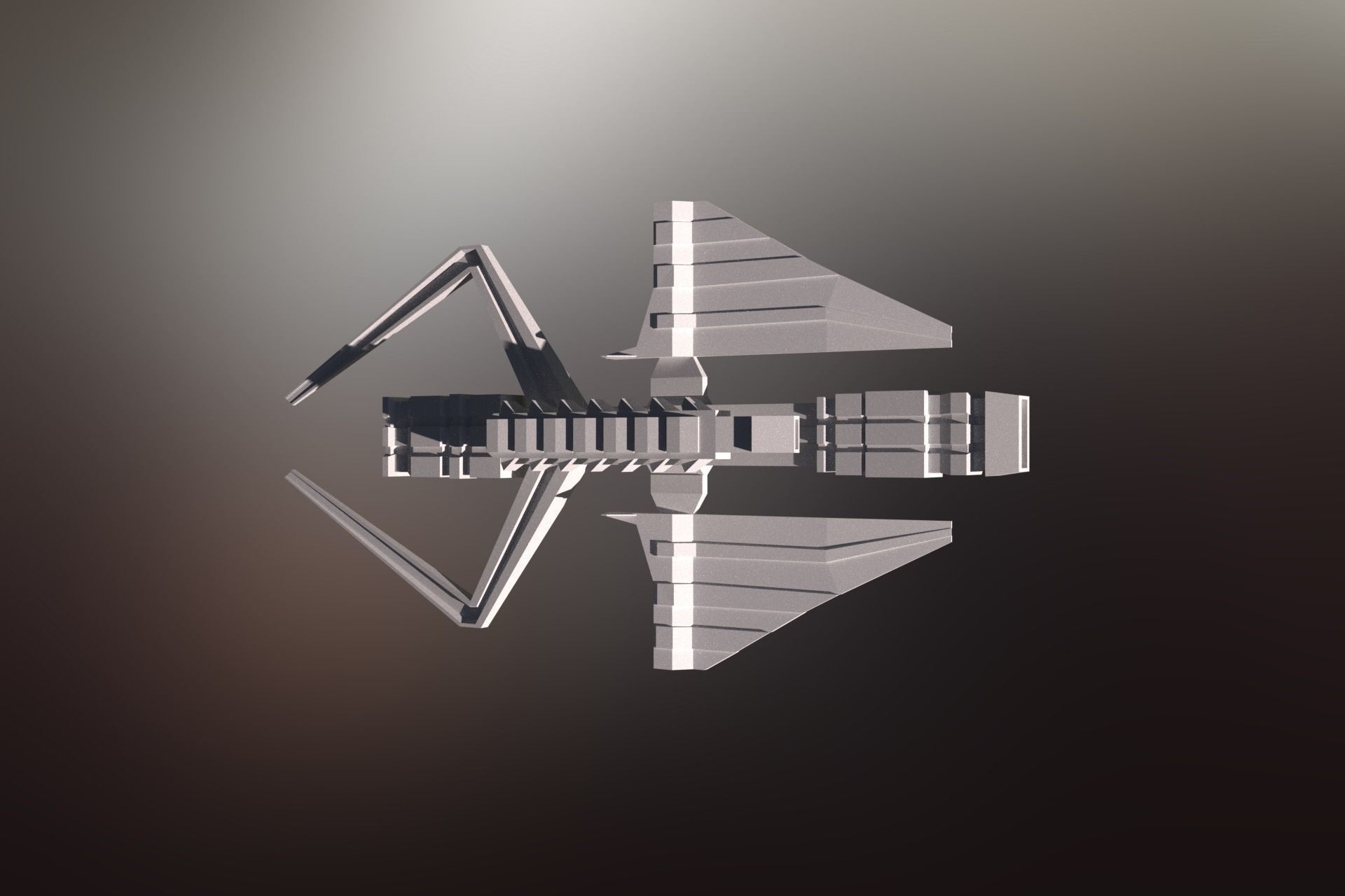 Sci-Fi War spacecraft Low-poly 3D model_32
