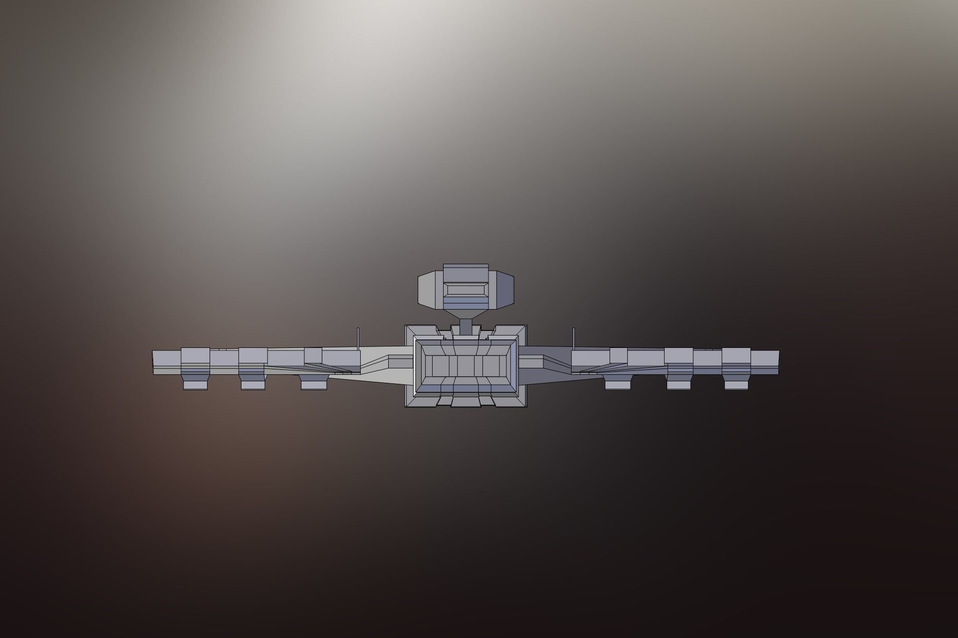 Sci-Fi War spacecraft Low-poly 3D model_7