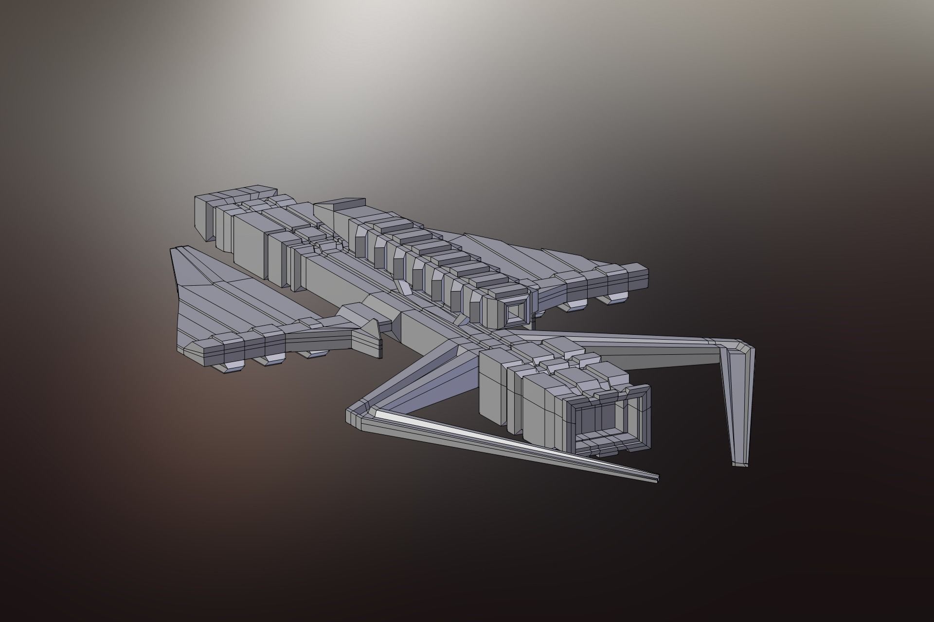 Sci-Fi War spacecraft Low-poly 3D model_3