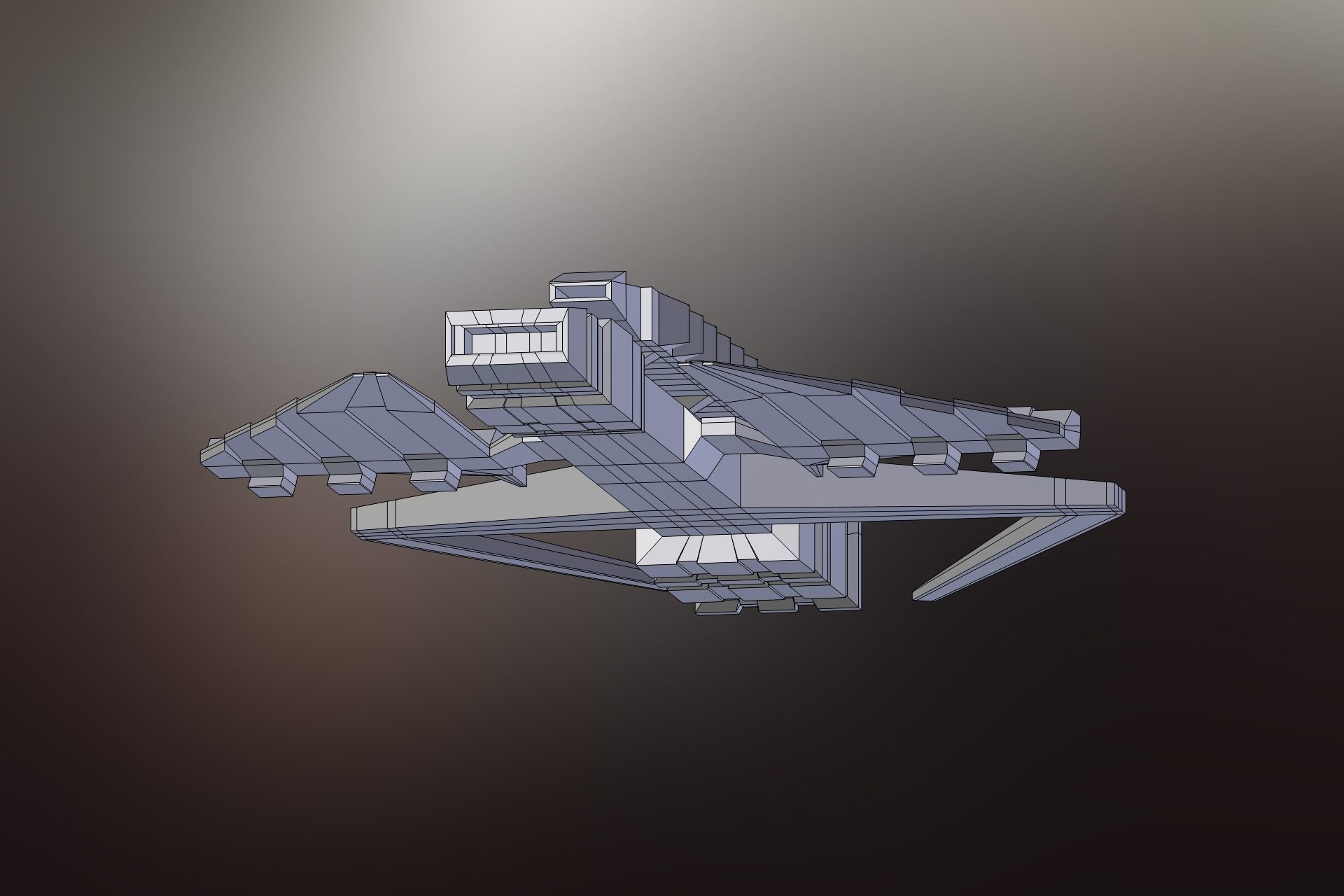 Sci-Fi War spacecraft Low-poly 3D model_22
