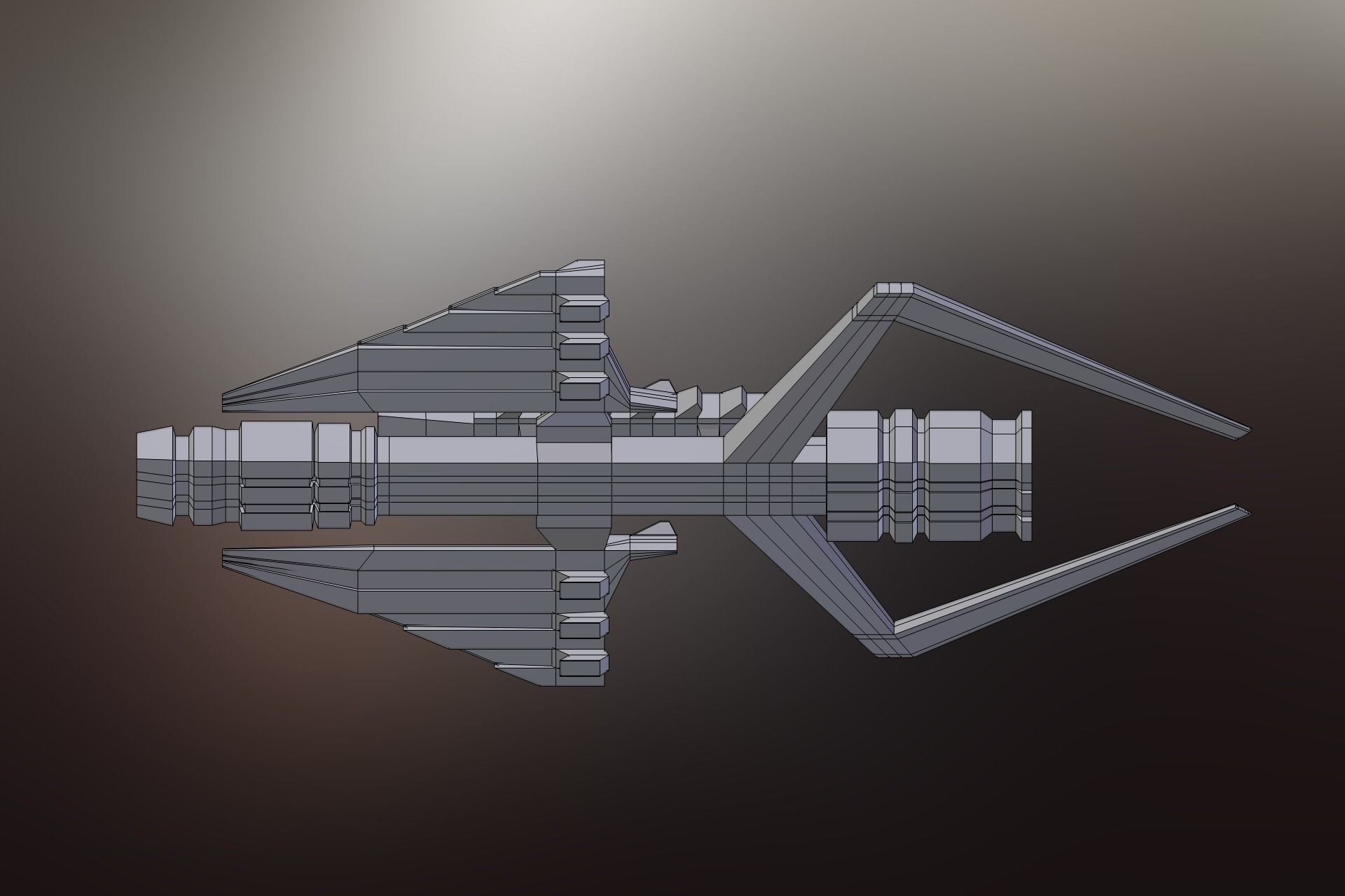 Sci-Fi War spacecraft Low-poly 3D model_18