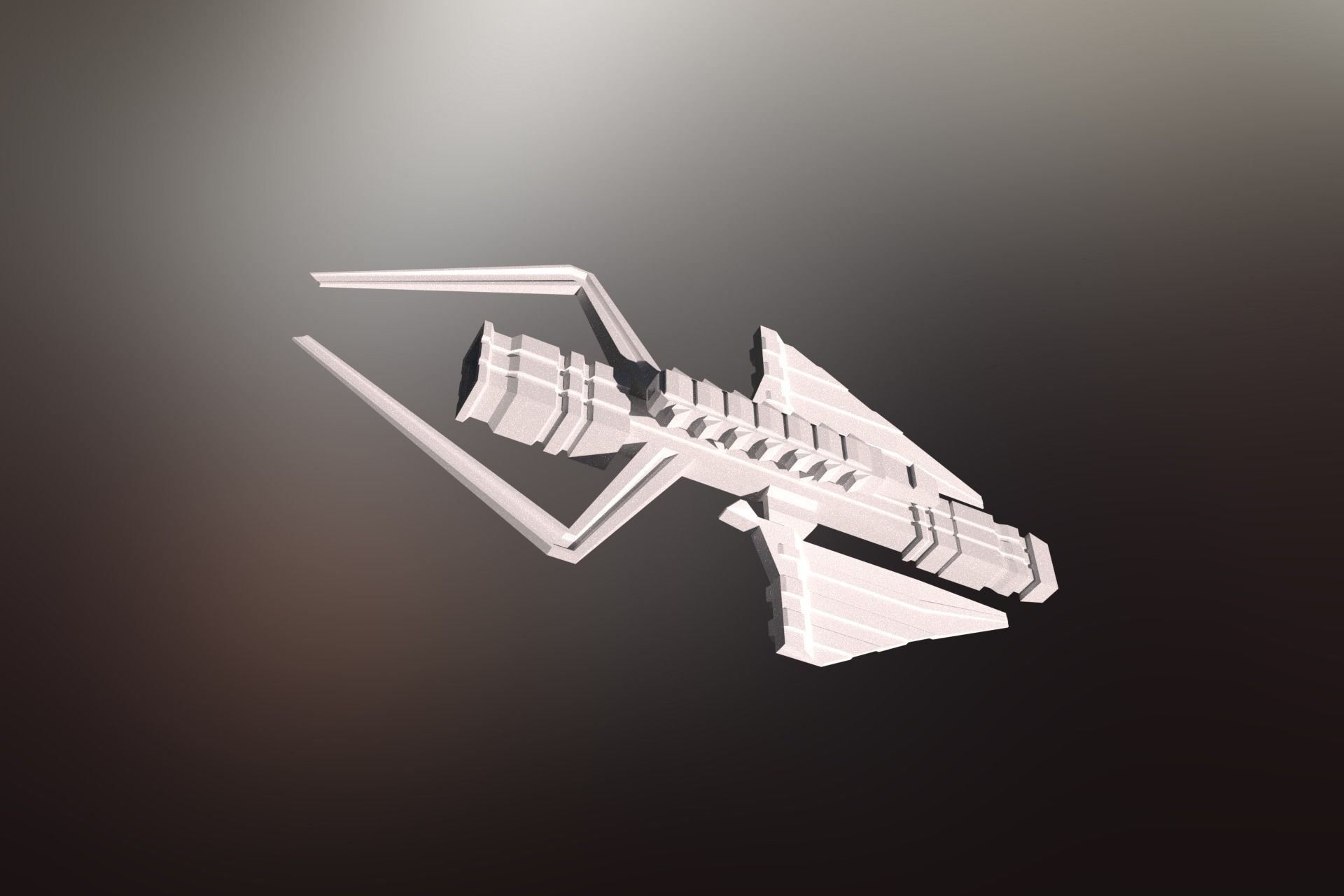 Sci-Fi War spacecraft Low-poly 3D model_2