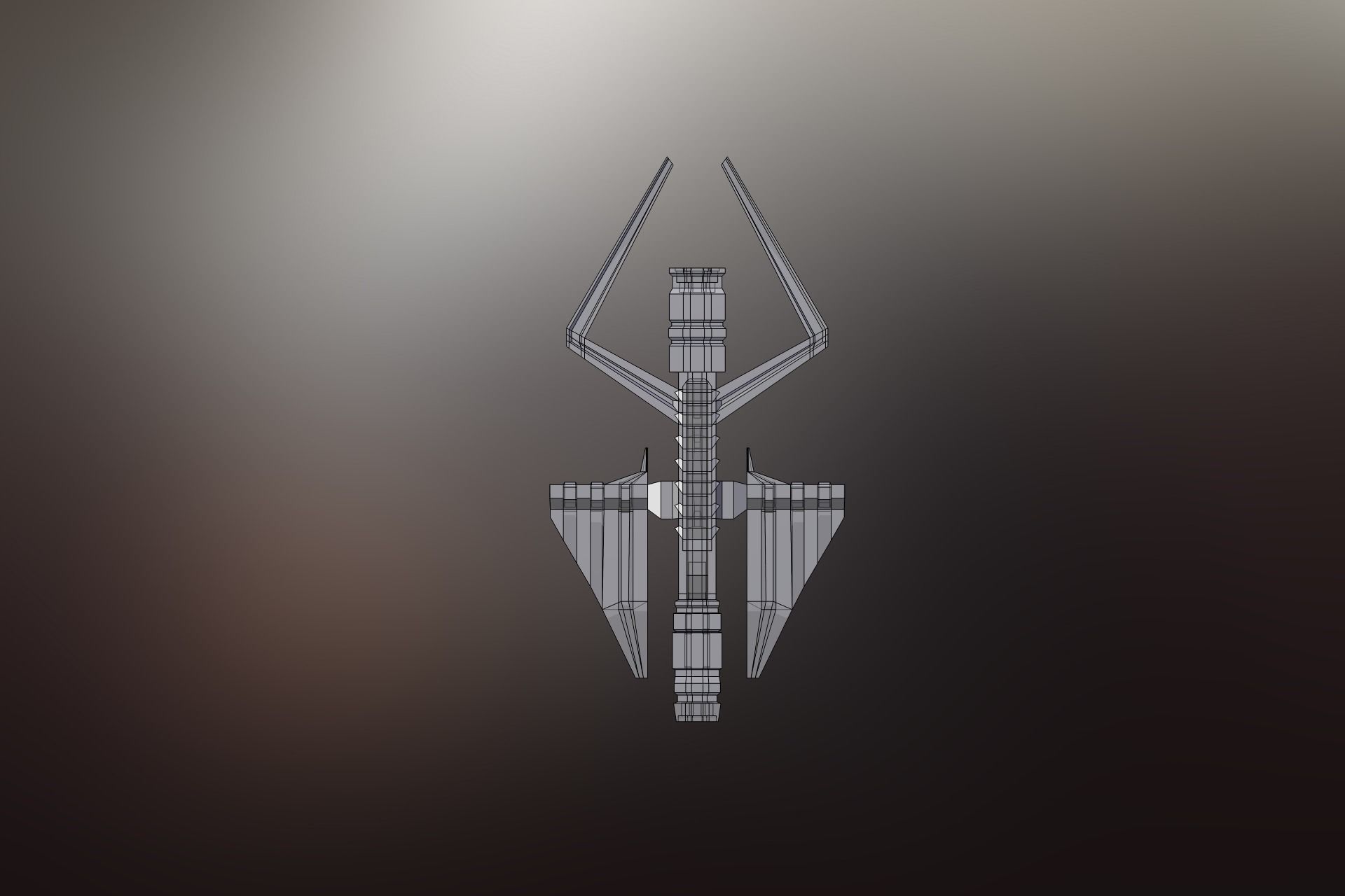 Sci-Fi War spacecraft Low-poly 3D model_5