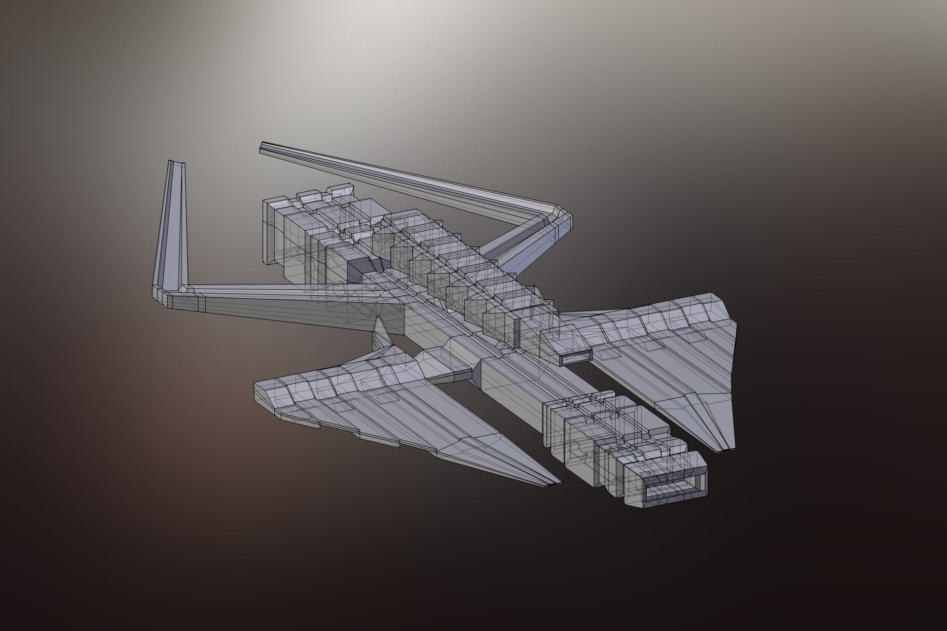 Sci-Fi War spacecraft Low-poly 3D model_8