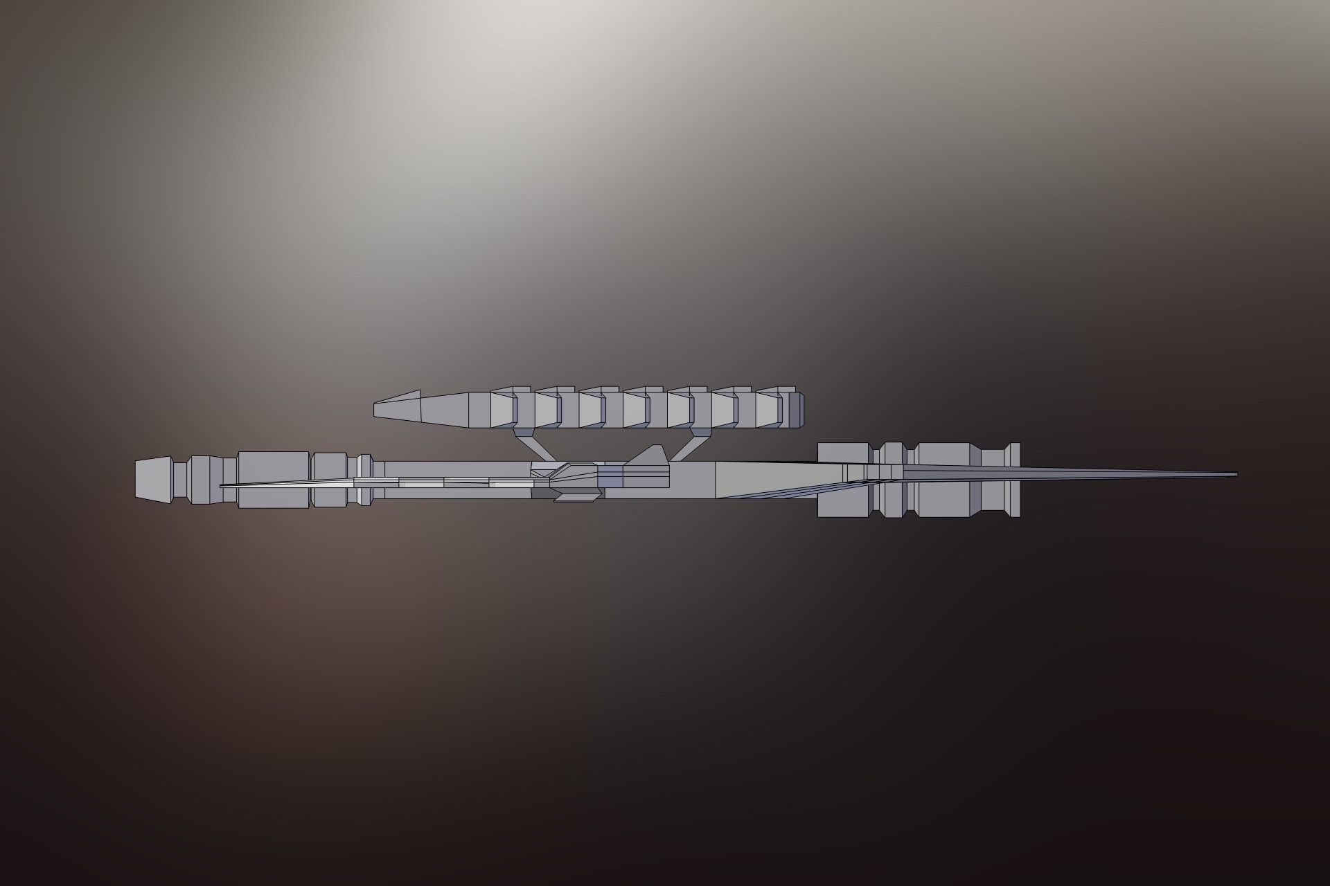 Sci-Fi War spacecraft Low-poly 3D model_20