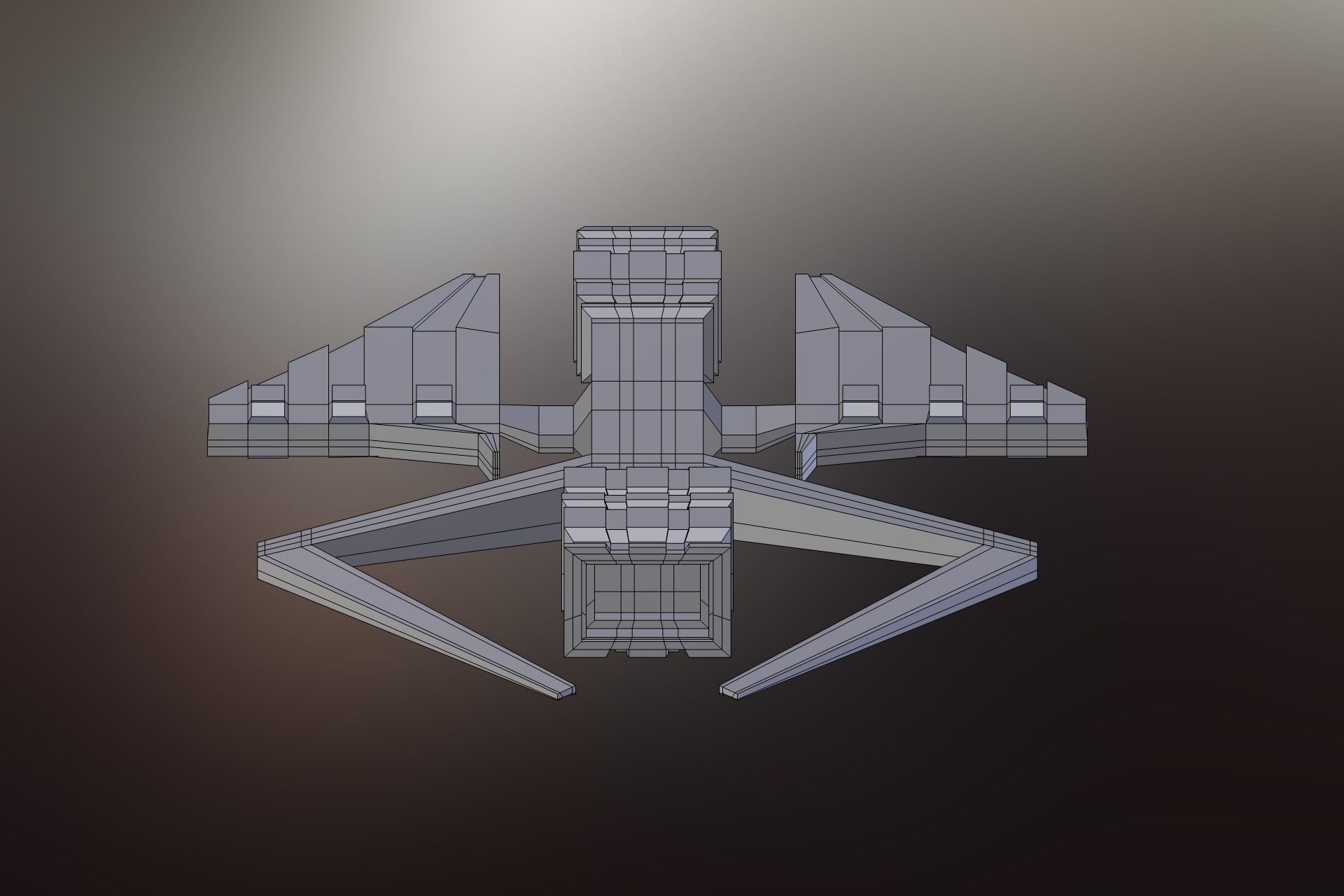 Sci-Fi War spacecraft Low-poly 3D model_12