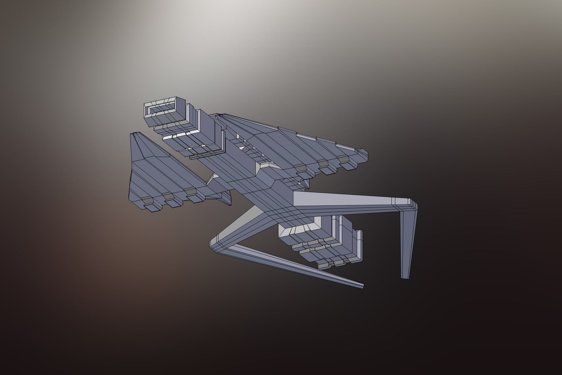 Sci-Fi War spacecraft Low-poly 3D model_17