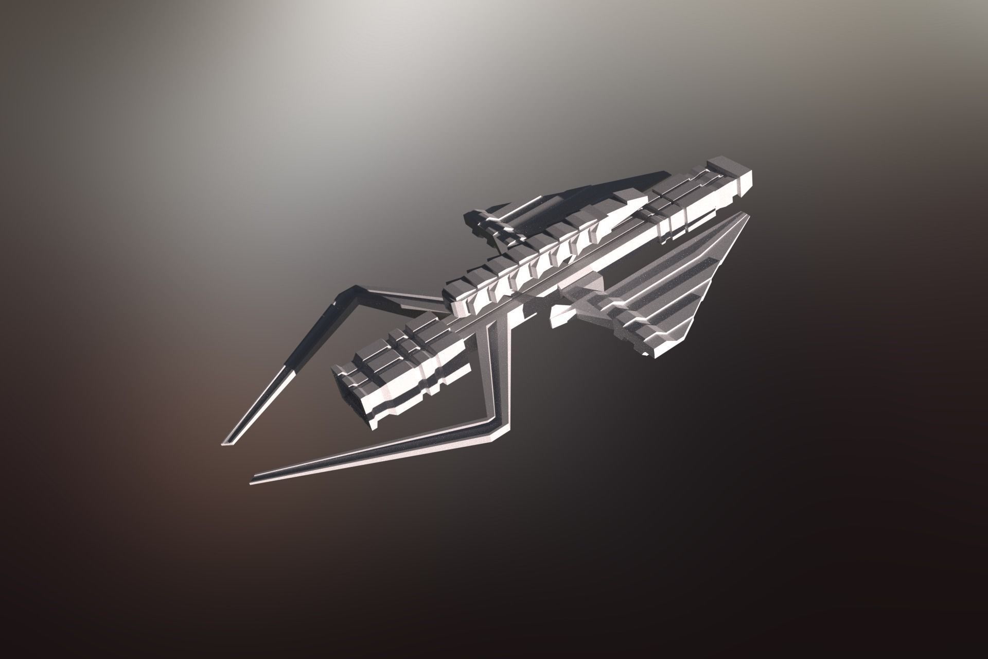 Sci-Fi War spacecraft Low-poly 3D model_30