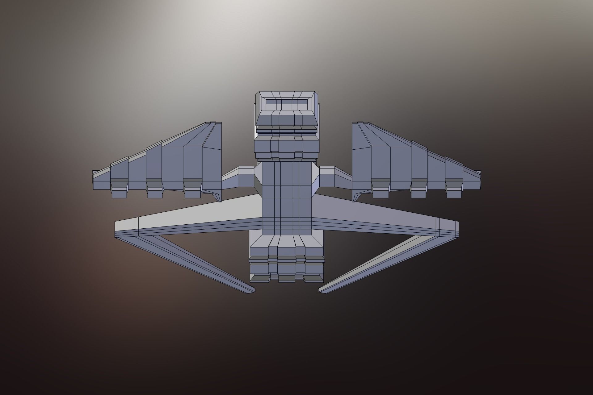 Sci-Fi War spacecraft Low-poly 3D model_9